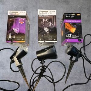 Gemmy LED LightShow Halloween Projection Fire & Ice Whirl-A-Motion Spotlight Lot